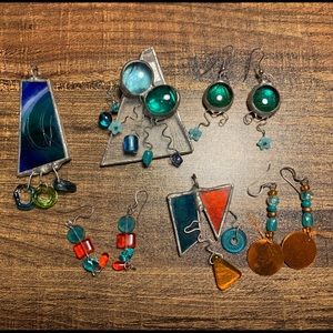 Handmade stained glass jewelry lot